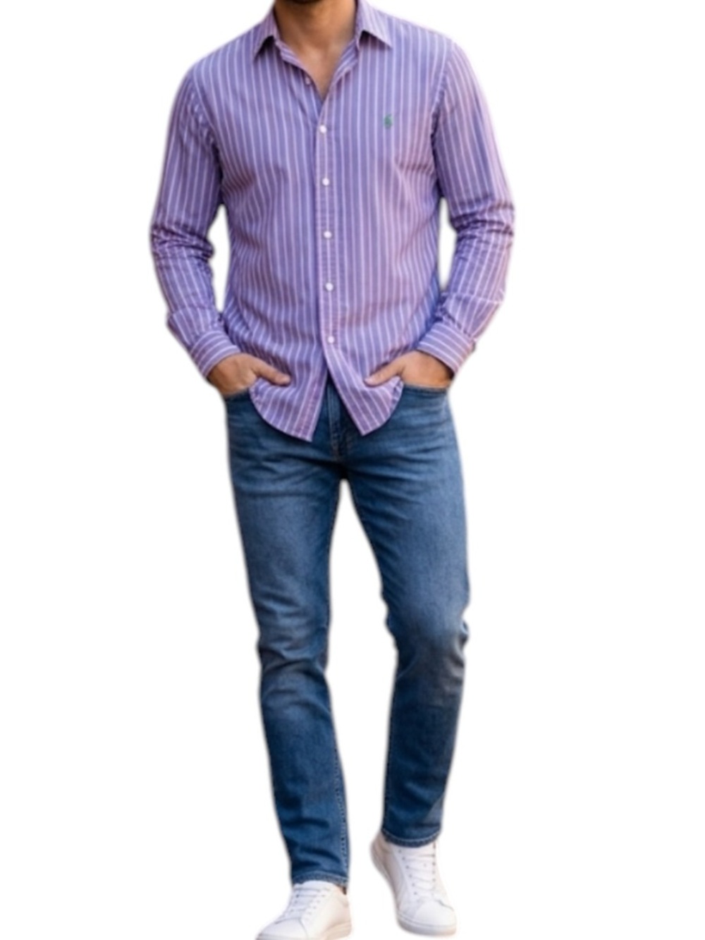 Ralph Lauren Multi Color Long Sleeved Striped Button Classic Fit Shirt Medium